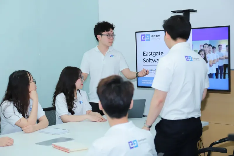 Eastgate Software team presenting at the Hanoi office